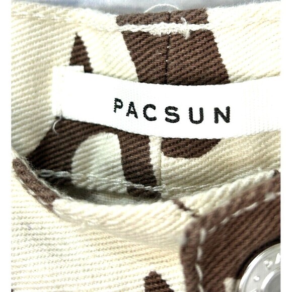 New Pacsun Womens Size 28 Dad Jean White Chocolate Peace Love Straight Leg E4 - Picture 9 of 11